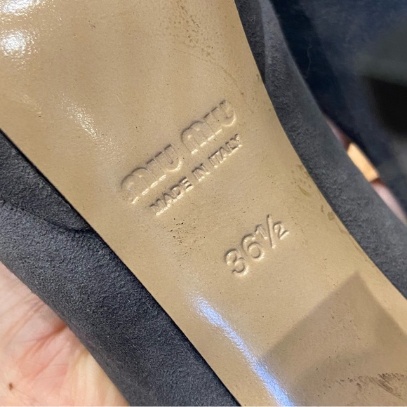 Miu Miu nebbia gray suede high heels open toe 36.5 - Picture 10 of 12